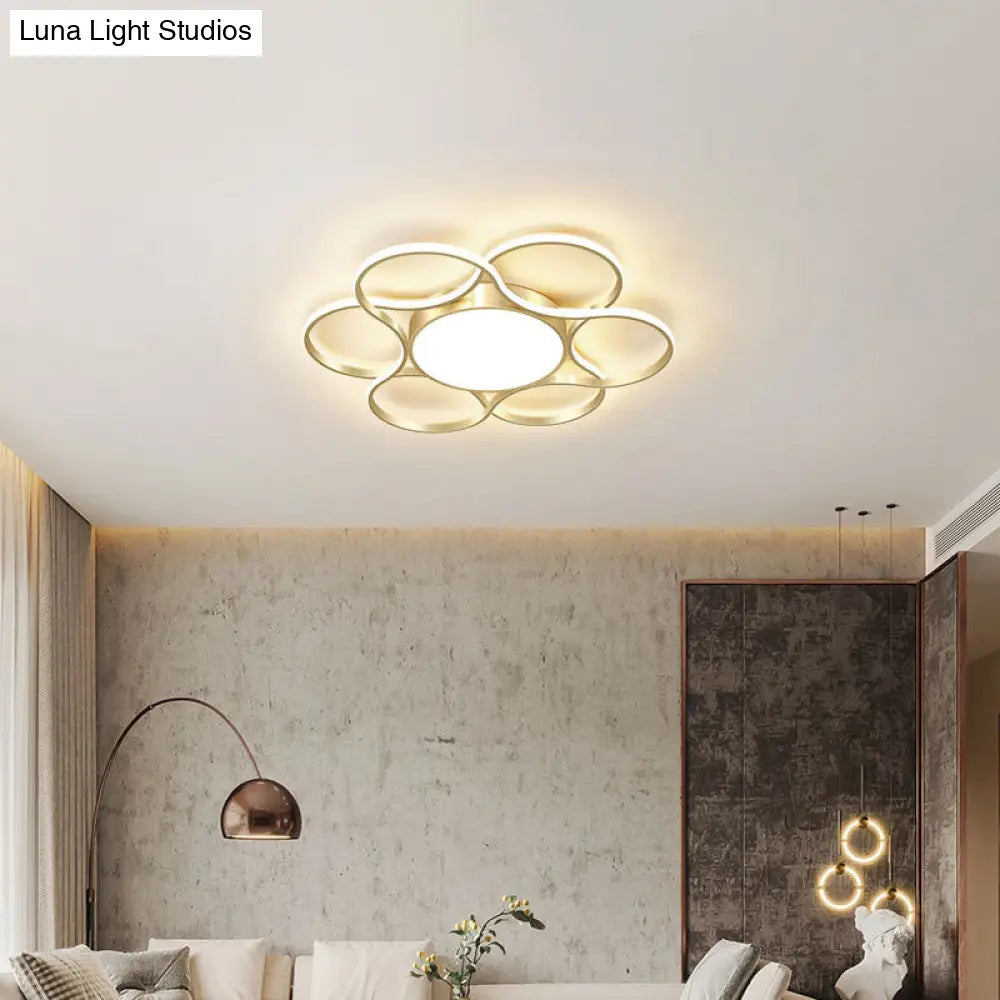 Simple Gold Flower Led Ceiling Light Fixture For Living Room Décor