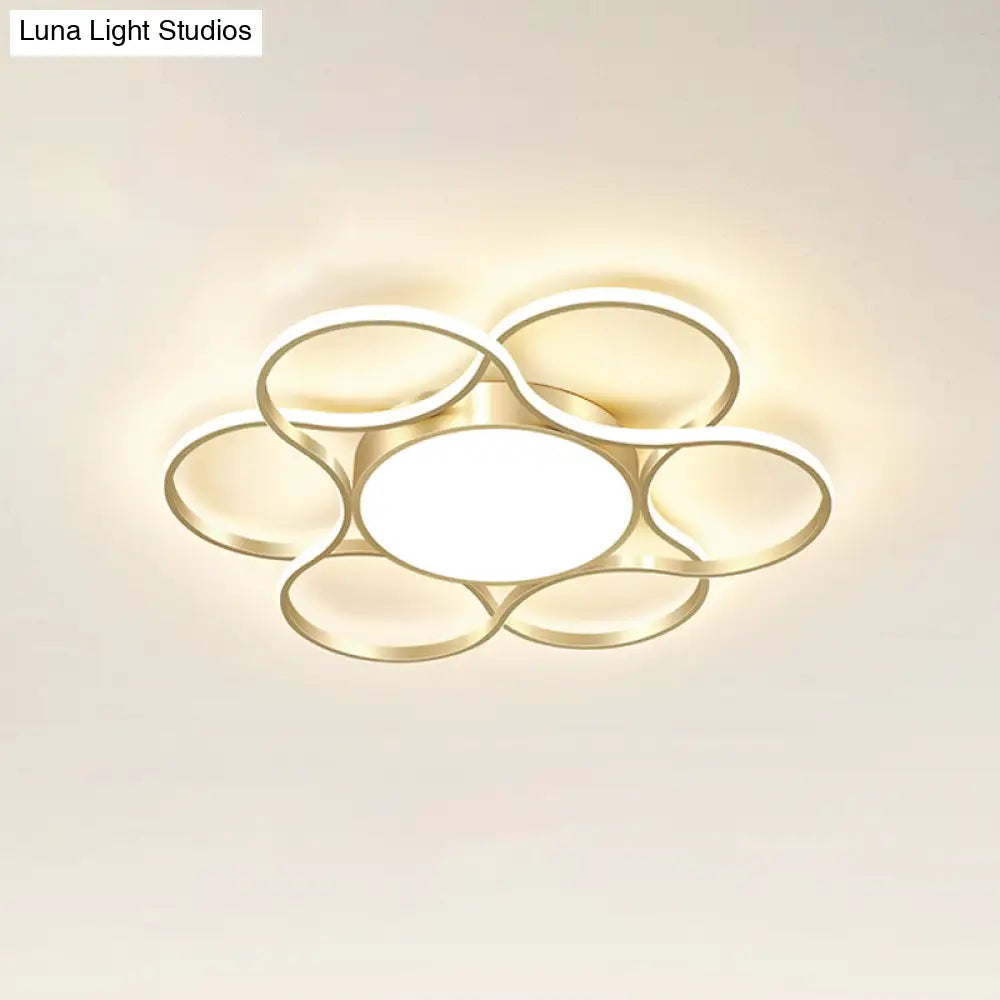 Simple Gold Flower Led Ceiling Light Fixture For Living Room Décor