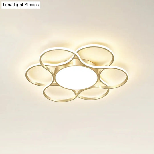 Simple Gold Flower Led Ceiling Light Fixture For Living Room Décor