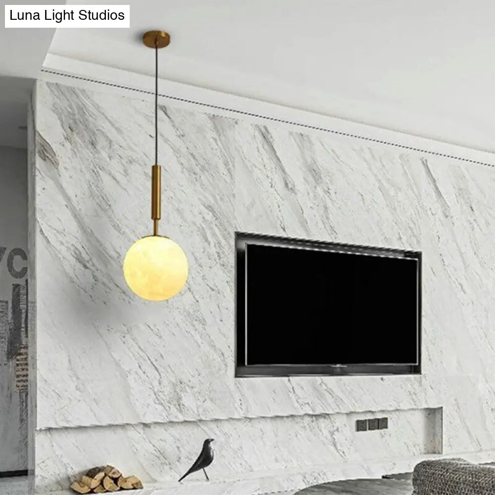 Gold Led Bedroom Pendant Lamp With Frosted Glass Shade