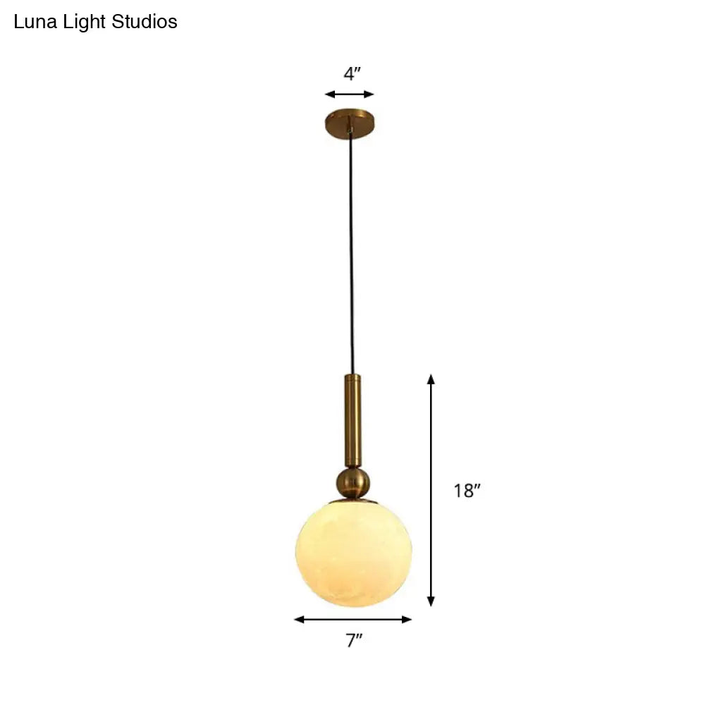 Simple Gold Led Bedroom Pendant Lamp With Frosted Glass Shade