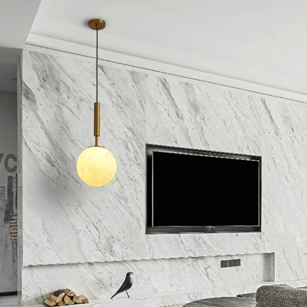 Simple Gold Led Bedroom Pendant Lamp With Frosted Glass Shade