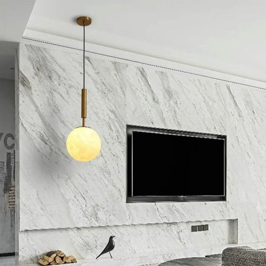 Simple Gold Led Bedroom Pendant Lamp With Frosted Glass Shade