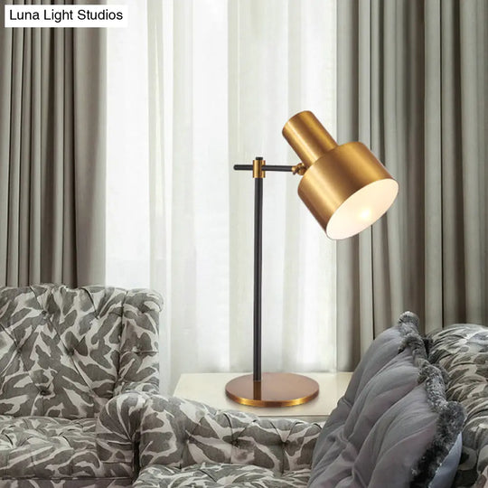 Simple Gold Table Lamp - 1-Light Living Room Night With Metal Shade