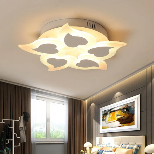 Simple Heart Acrylic Led Ceiling Light With Remote Dimming - Warm/White 18’/23’ Wide White /