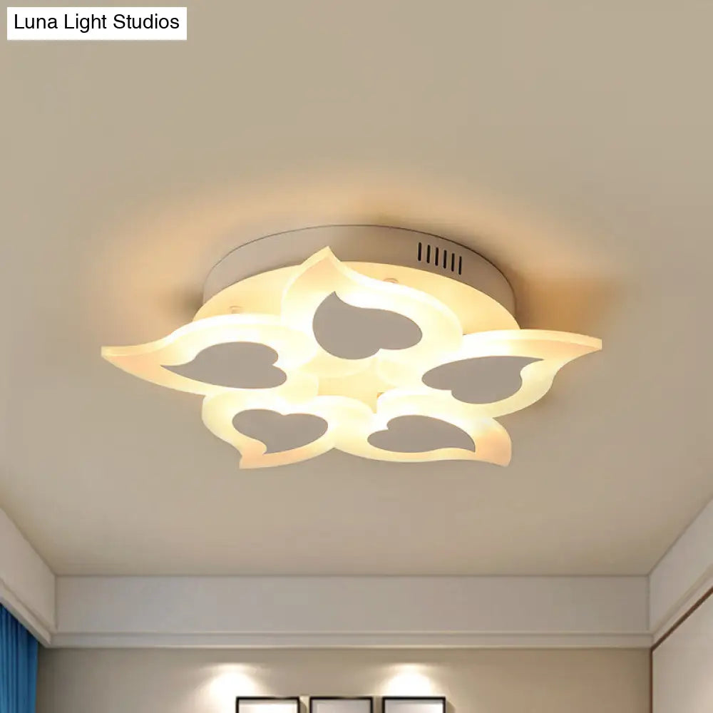 Simple Heart Acrylic Led Ceiling Light With Remote Dimming - Warm/White 18/23 Wide