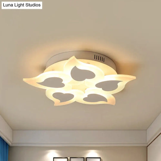 Simple Heart Acrylic Led Ceiling Light With Remote Dimming - Warm/White 18/23 Wide
