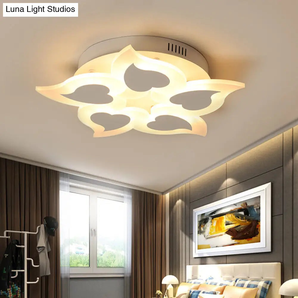 Simple Heart Acrylic Led Ceiling Light With Remote Dimming - Warm/White 18/23 Wide White / 18 Warm