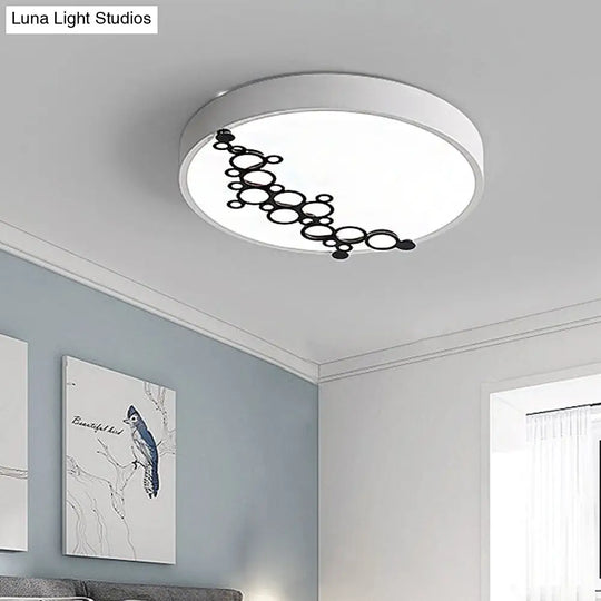 Simple Iron Led Flushmount Bedroom Light 16/19.5 Round/Square Flush With Bubble Pattern White / 16