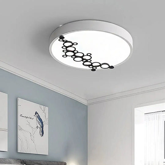Simple Iron Led Flushmount Bedroom Light – 16’/19.5’ Round/Square Flush With Bubble Pattern
