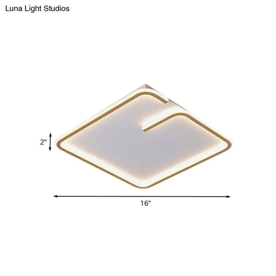 Simple Led Acrylic Flushmount Light - White Square Flush Mount Warm/White 16/19.5 Width