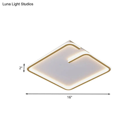 Simple Led Acrylic Flushmount Light - White Square Flush Mount Warm/White 16’/19.5’ Width