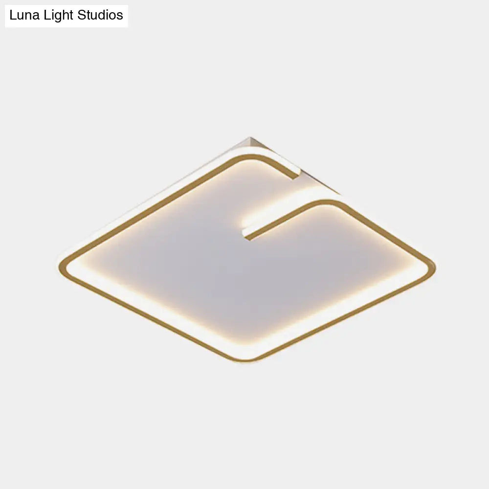 Simple Led Acrylic Flushmount Light - White Square Flush Mount Warm/White 16’/19.5’ Width