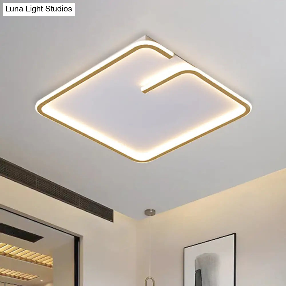 Simple Led Acrylic Flushmount Light - White Square Flush Mount Warm/White 16/19.5 Width