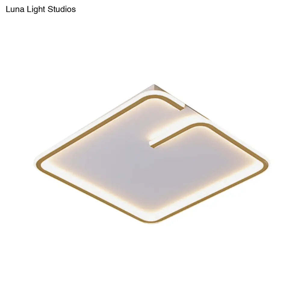 Simple Led Acrylic Flushmount Light - White Square Flush Mount Warm/White 16/19.5 Width