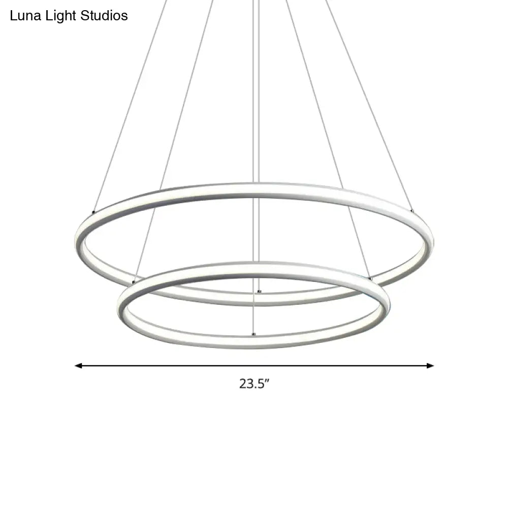 Simple Led Acrylic Ring Chandelier - Warm/White/Natural Light 1/2/3-Light Ceiling Pendant Fixture