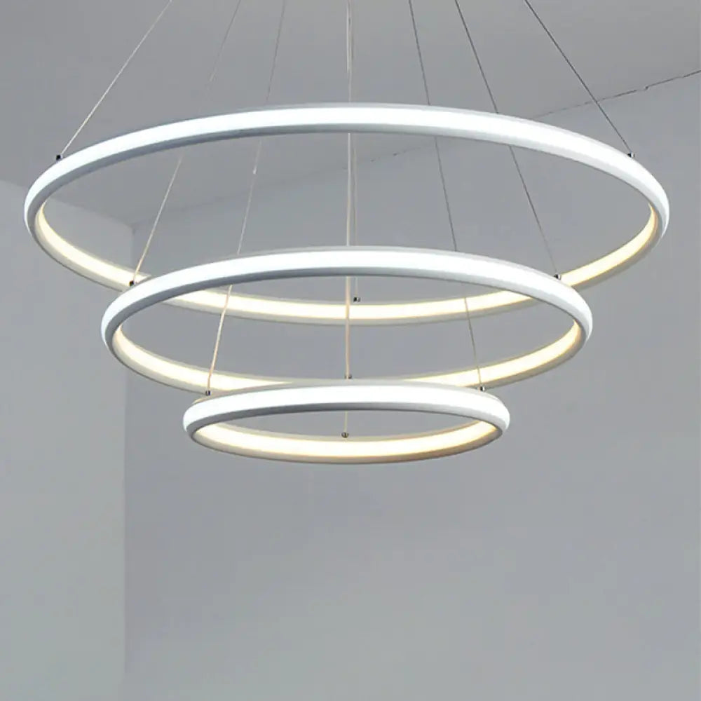 Simple Led Acrylic Ring Chandelier - Warm/White/Natural Light 1/2/3-Light Ceiling Pendant Fixture 3