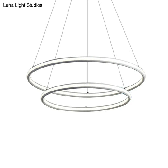 Simple Led Acrylic Ring Chandelier - Warm/White/Natural Light 1/2/3-Light Ceiling Pendant Fixture