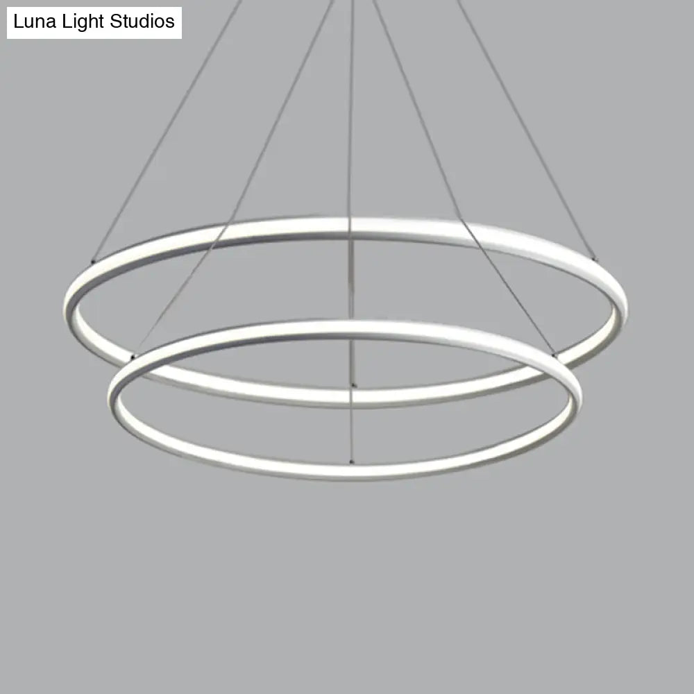 Simple Led Acrylic Ring Chandelier - Warm/White/Natural Light 1/2/3-Light Ceiling Pendant Fixture