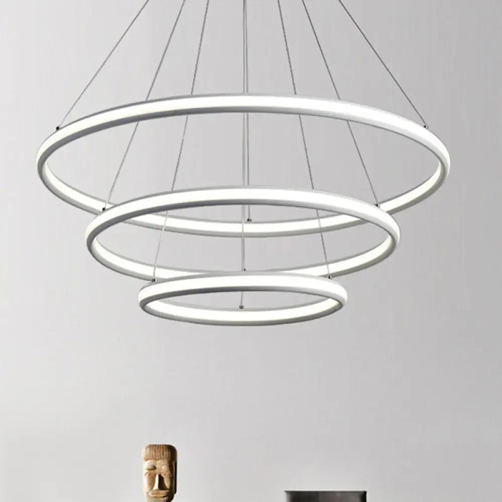 Simple Led Acrylic Ring Chandelier - Warm/White/Natural Light 1/2/3-Light Ceiling Pendant Fixture 3