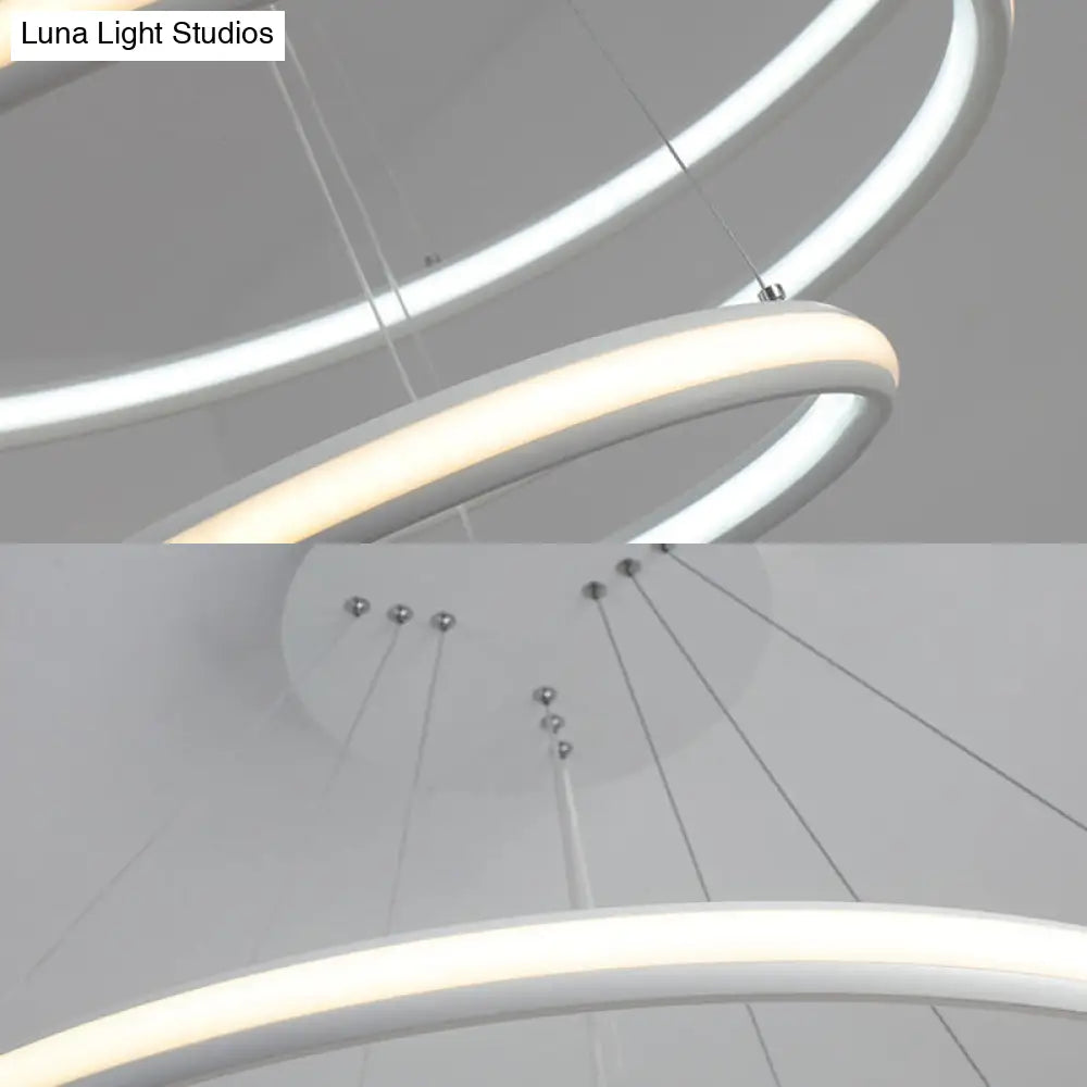 Simple Led Acrylic Ring Chandelier - Warm/White/Natural Light 1/2/3-Light Ceiling Pendant Fixture