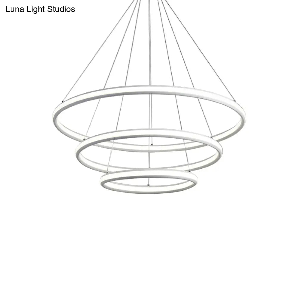 Simple Led Acrylic Ring Chandelier - Warm/White/Natural Light 1/2/3-Light Ceiling Pendant Fixture