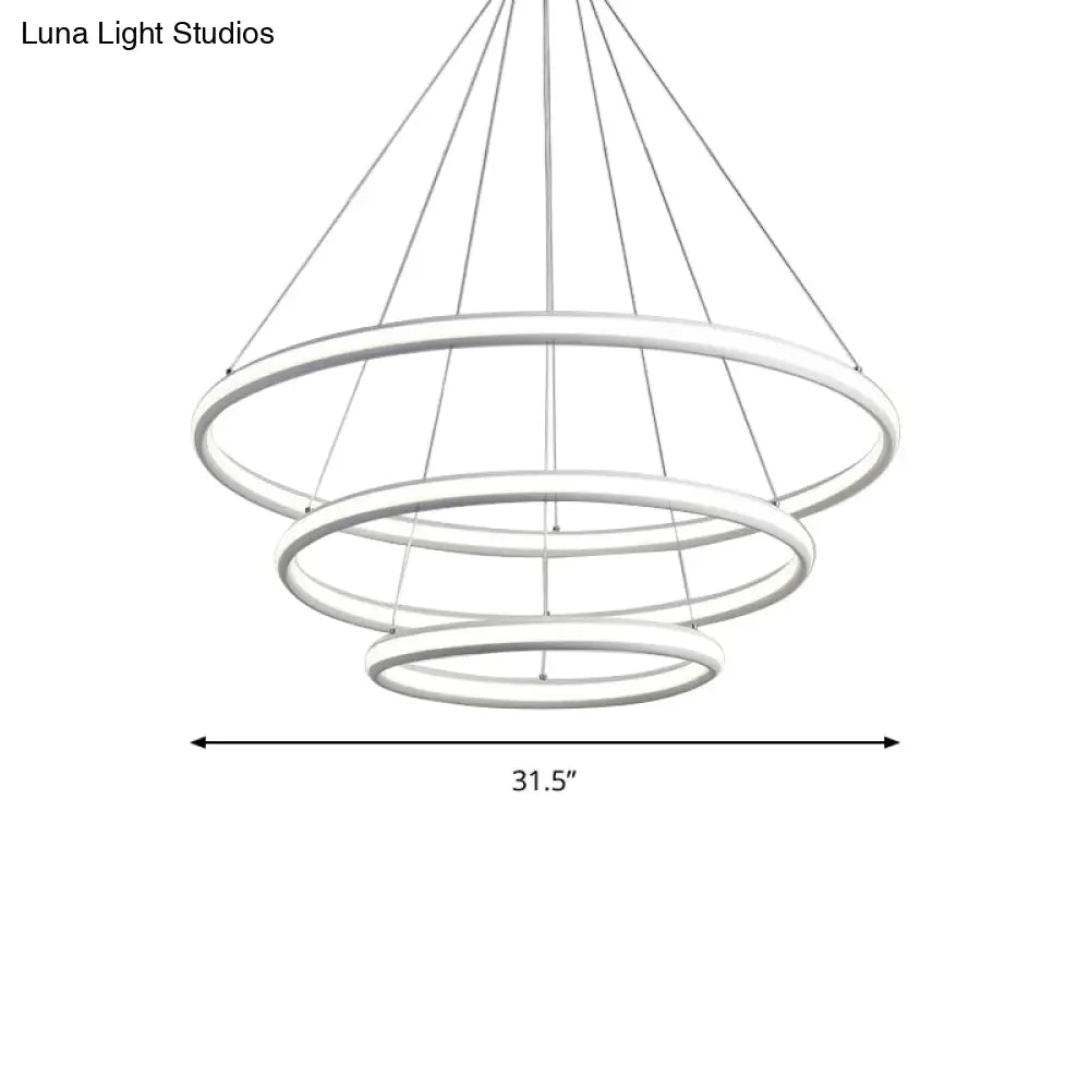 Simple Led Acrylic Ring Chandelier - Warm/White/Natural Light 1/2/3-Light Ceiling Pendant Fixture