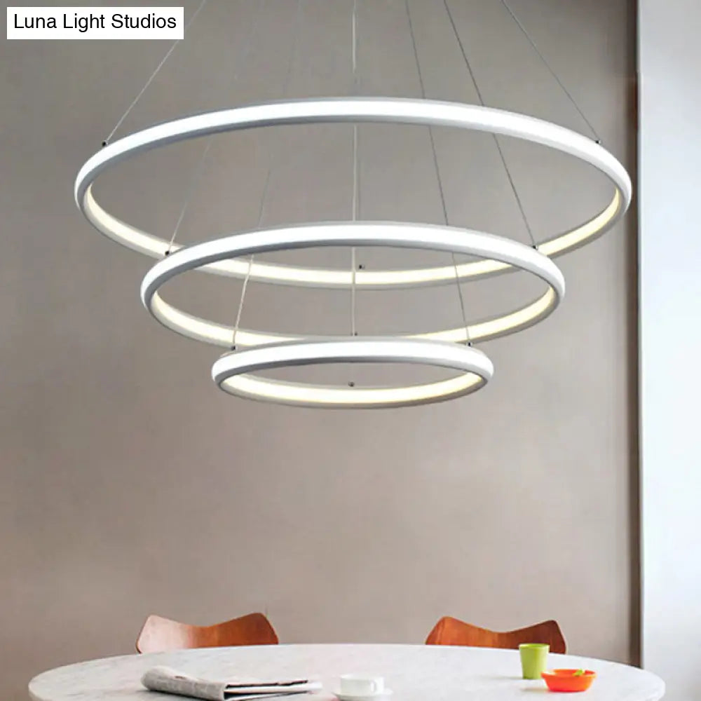 Simple Led Acrylic Ring Chandelier - Warm/White/Natural Light 1/2/3-Light Ceiling Pendant Fixture