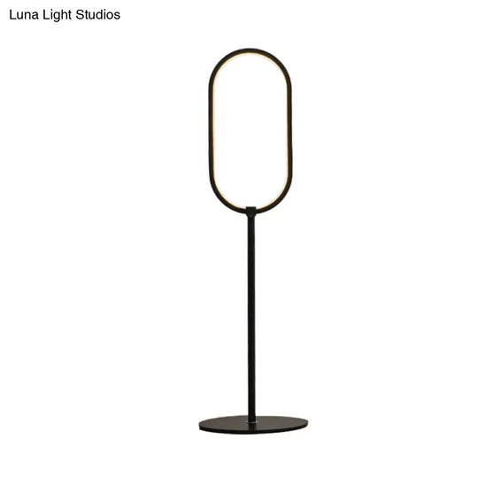 Simple Led Black Finish Oval Ring Table Lamp For Study Room - Perfect Reading Book Light