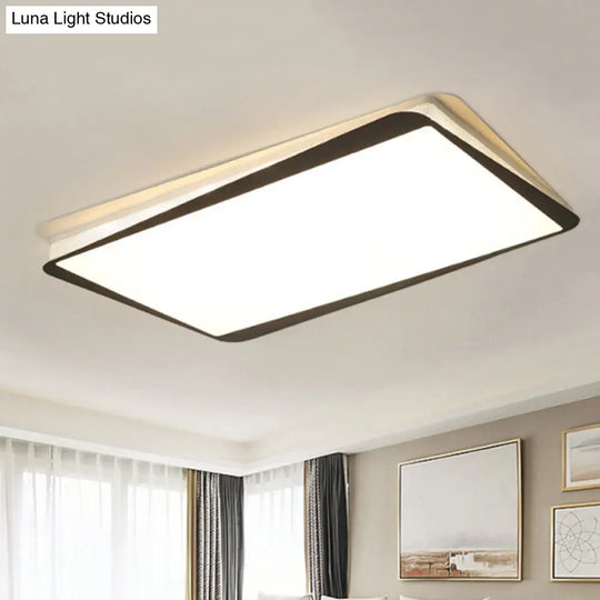 Simple Led Ceiling Flush Mount Light In White/Warm - Metal Rectangular Fixture Black / Warm