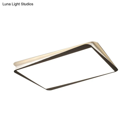 Simple Led Ceiling Flush Mount Light In White/Warm - Metal Rectangular Fixture