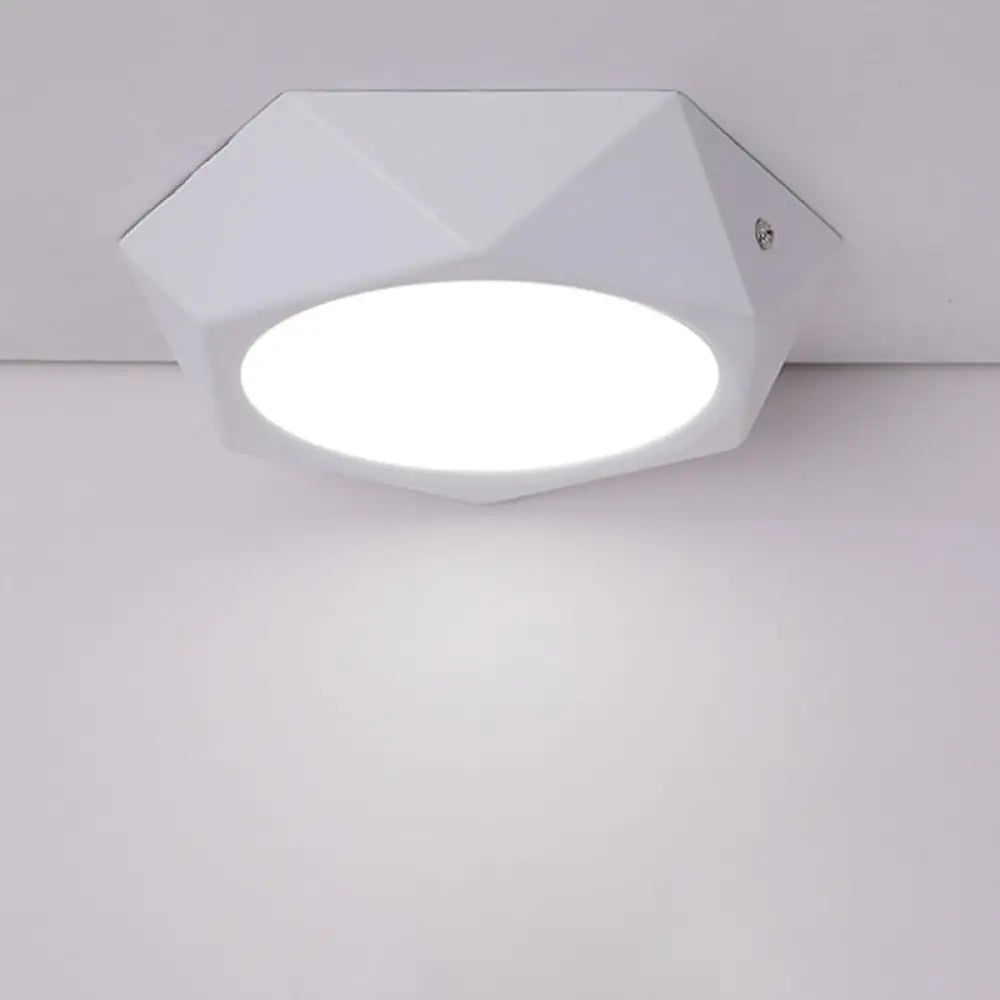 Simple Led Ceiling Lamp: Polygon Office Flush Light Fixture Aluminum White 6W/12W/18W / 6W