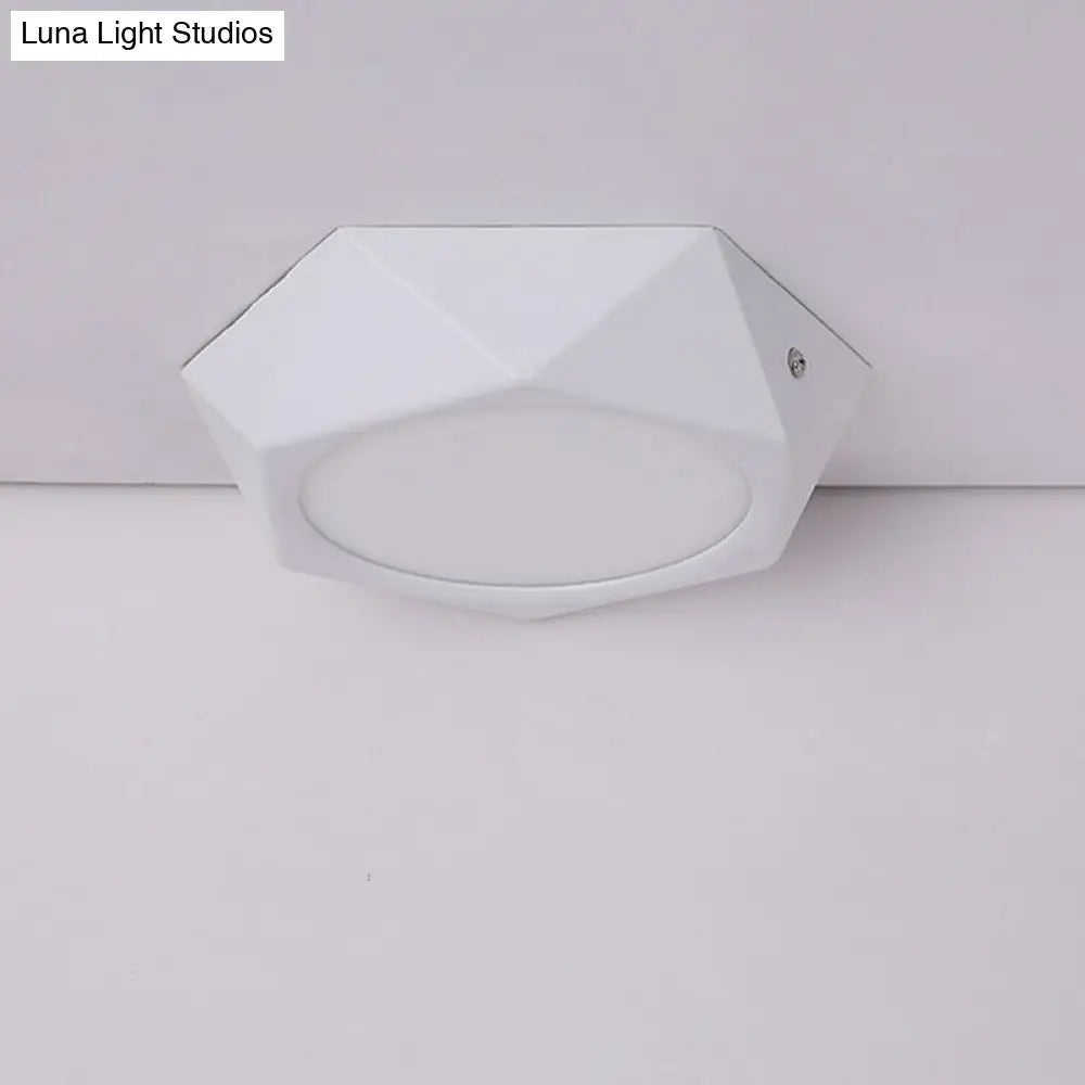 Simple Led Ceiling Lamp: Polygon Office Flush Light Fixture Aluminum White 6W/12W/18W