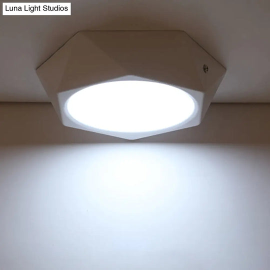 Simple Led Ceiling Lamp: Polygon Office Flush Light Fixture Aluminum White 6W/12W/18W