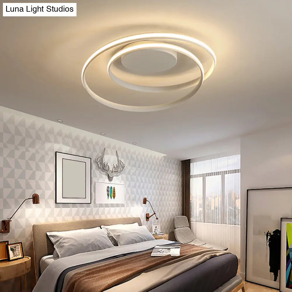 Simple Led Ceiling Light: Aluminum Seamless Curve Flushmount For Bedroom White / 18 Warm