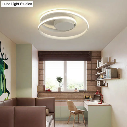 Simple Led Ceiling Light: Aluminum Seamless Curve Flushmount For Bedroom