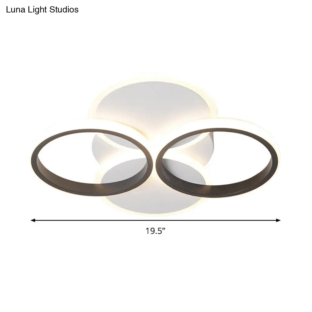 Simple Led Ceiling Mount Lighting Fixture In Warm/White Light With Acrylic Ring - Black/White