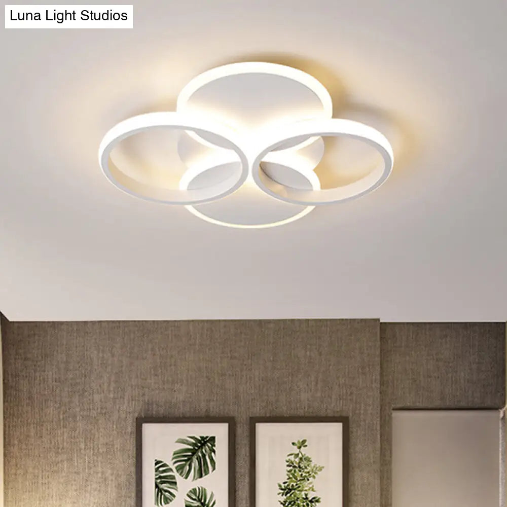 Simple Led Ceiling Mount Lighting Fixture In Warm/White Light With Acrylic Ring - Black/White