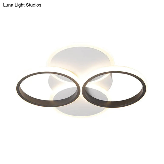 Simple Led Ceiling Mount Lighting Fixture In Warm/White Light With Acrylic Ring - Black/White