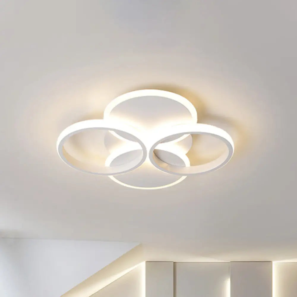 Simple Led Ceiling Mount Lighting Fixture In Warm/White Light With Acrylic Ring - Black/White