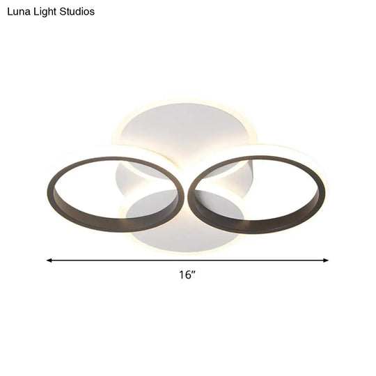 Simple Led Ceiling Mount Lighting Fixture In Warm/White Light With Acrylic Ring - Black/White