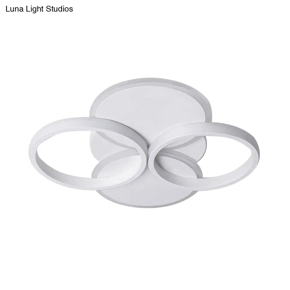 Simple Led Ceiling Mount Lighting Fixture In Warm/White Light With Acrylic Ring - Black/White