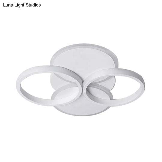 Simple Led Ceiling Mount Lighting Fixture In Warm/White Light With Acrylic Ring - Black/White