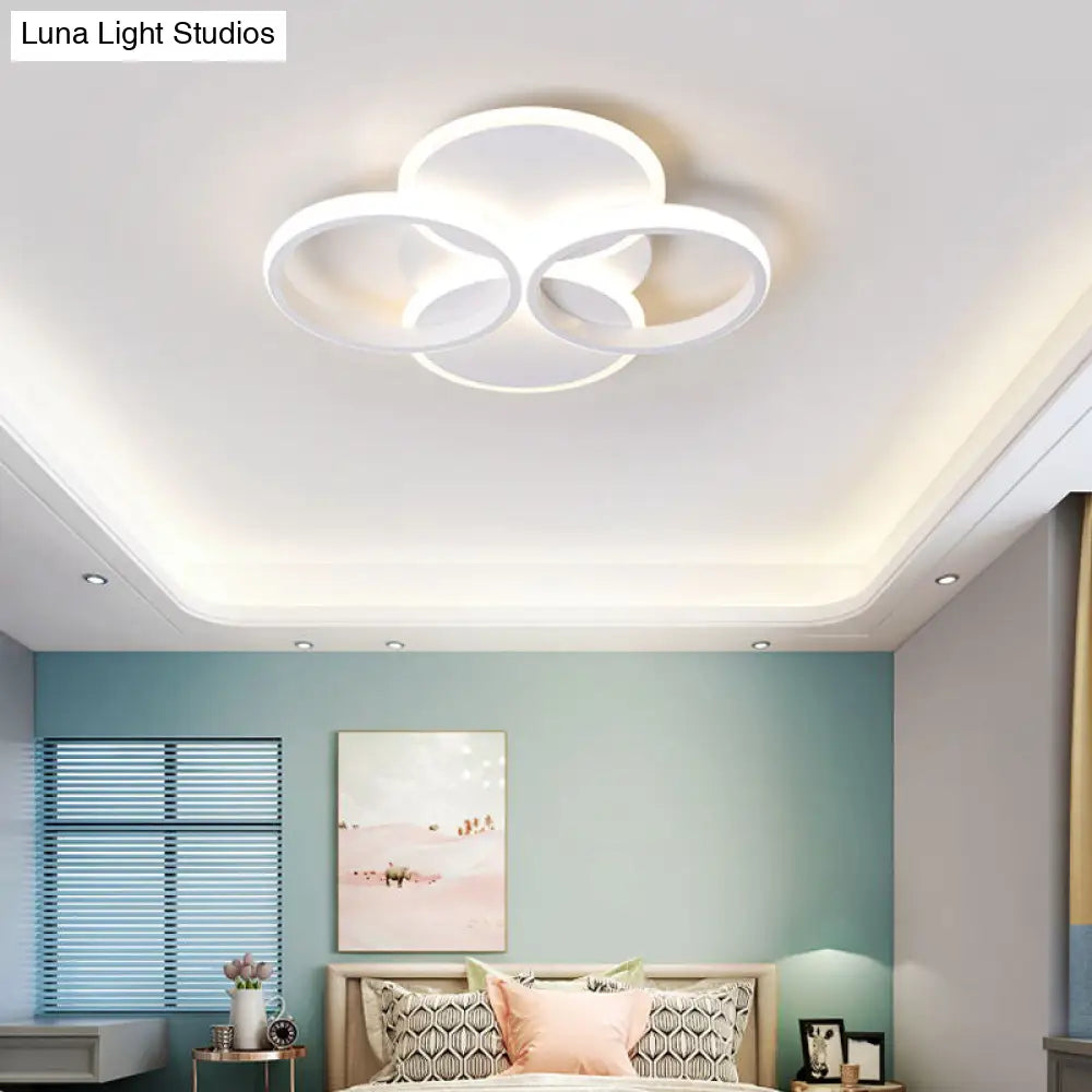 Simple Led Ceiling Mount Lighting Fixture In Warm/White Light With Acrylic Ring - Black/White