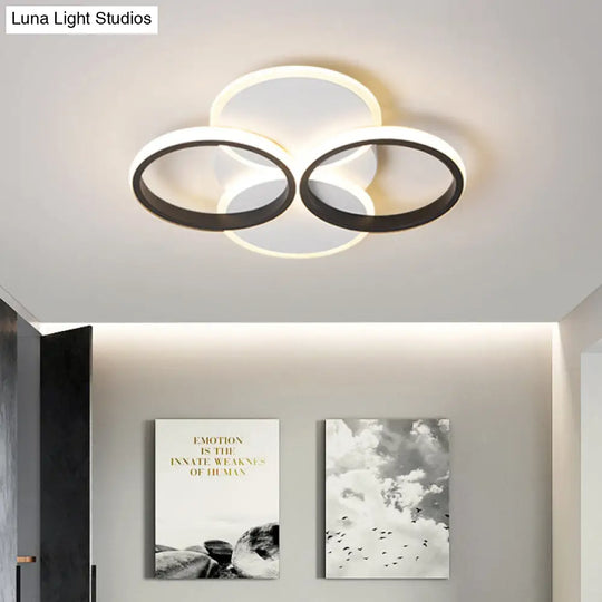 Simple Led Ceiling Mount Lighting Fixture In Warm/White Light With Acrylic Ring - Black/White