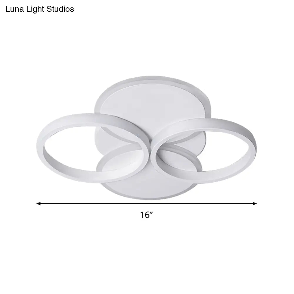 Simple Led Ceiling Mount Lighting Fixture In Warm/White Light With Acrylic Ring - Black/White