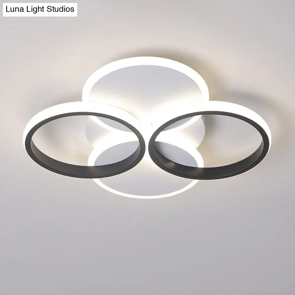 Simple Led Ceiling Mount Lighting Fixture In Warm/White Light With Acrylic Ring - Black/White