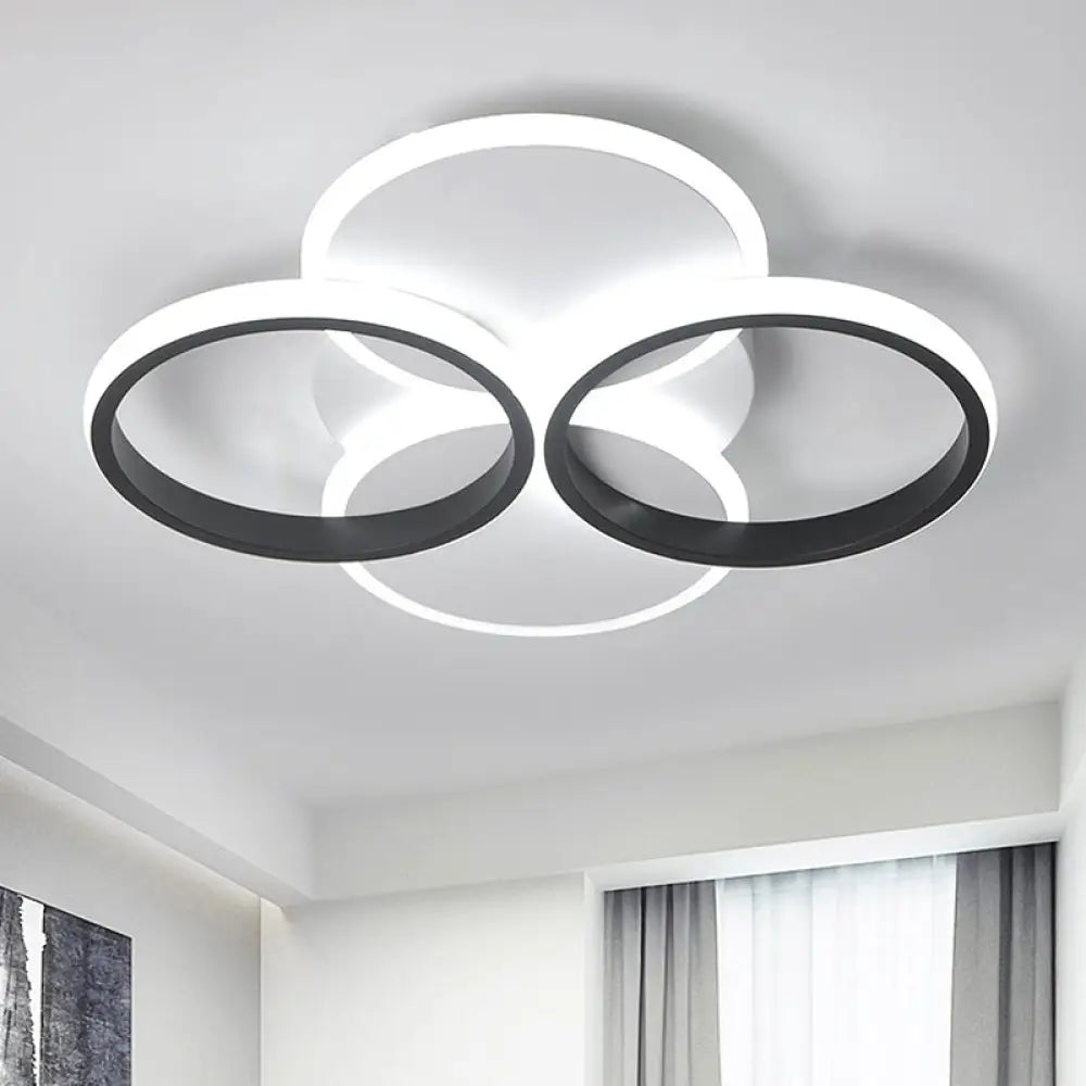 Simple Led Ceiling Mount Lighting Fixture In Warm/White Light With Acrylic Ring - Black/White