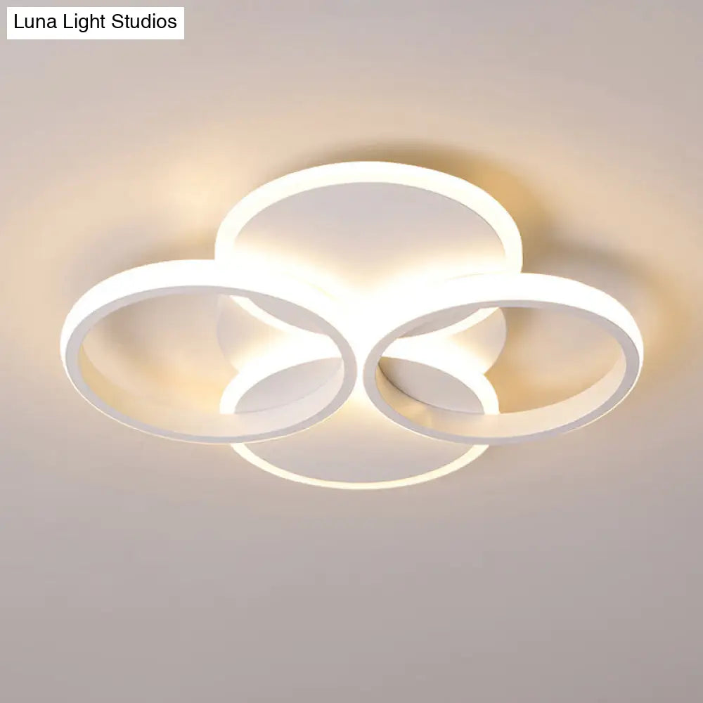 Simple Led Ceiling Mount Lighting Fixture In Warm/White Light With Acrylic Ring - Black/White