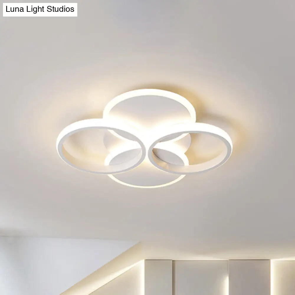 Simple Led Ceiling Mount Lighting Fixture In Warm/White Light With Acrylic Ring - Black/White